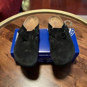 Birkenstock Boston BS Suede Leather Clog Black EU40 (US L9/M7)